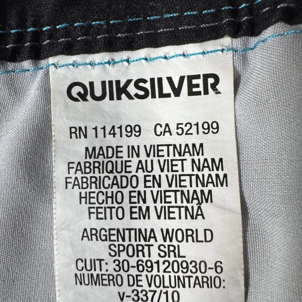 Quiksilver Board Shorts Mens 38 Blue‎ Black Colorblock Zip Pocket Stretch